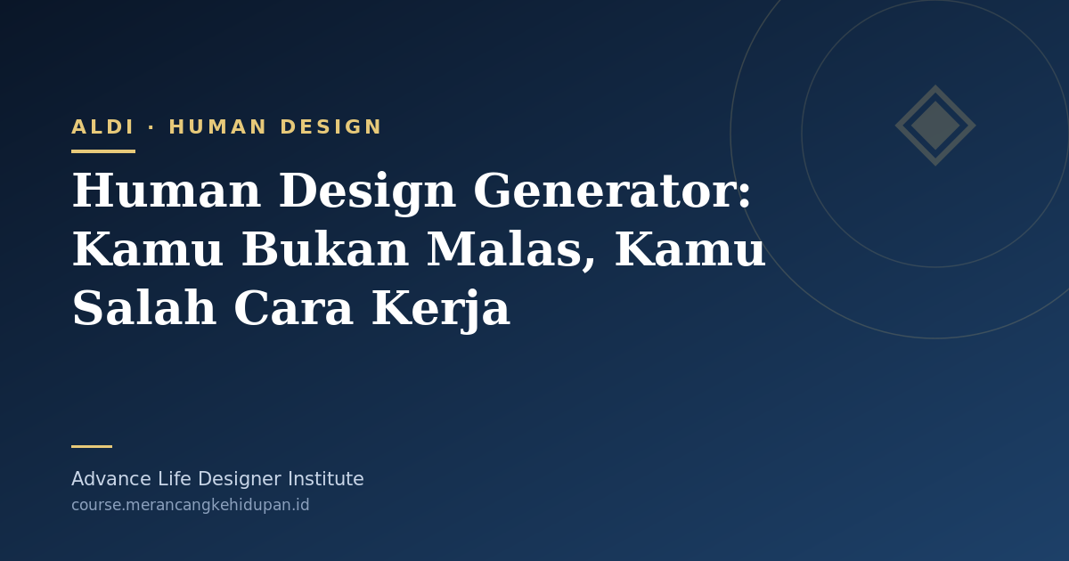 Human Design Generator: Kamu Bukan Malas, Kamu Salah Cara Kerja - Cover Image