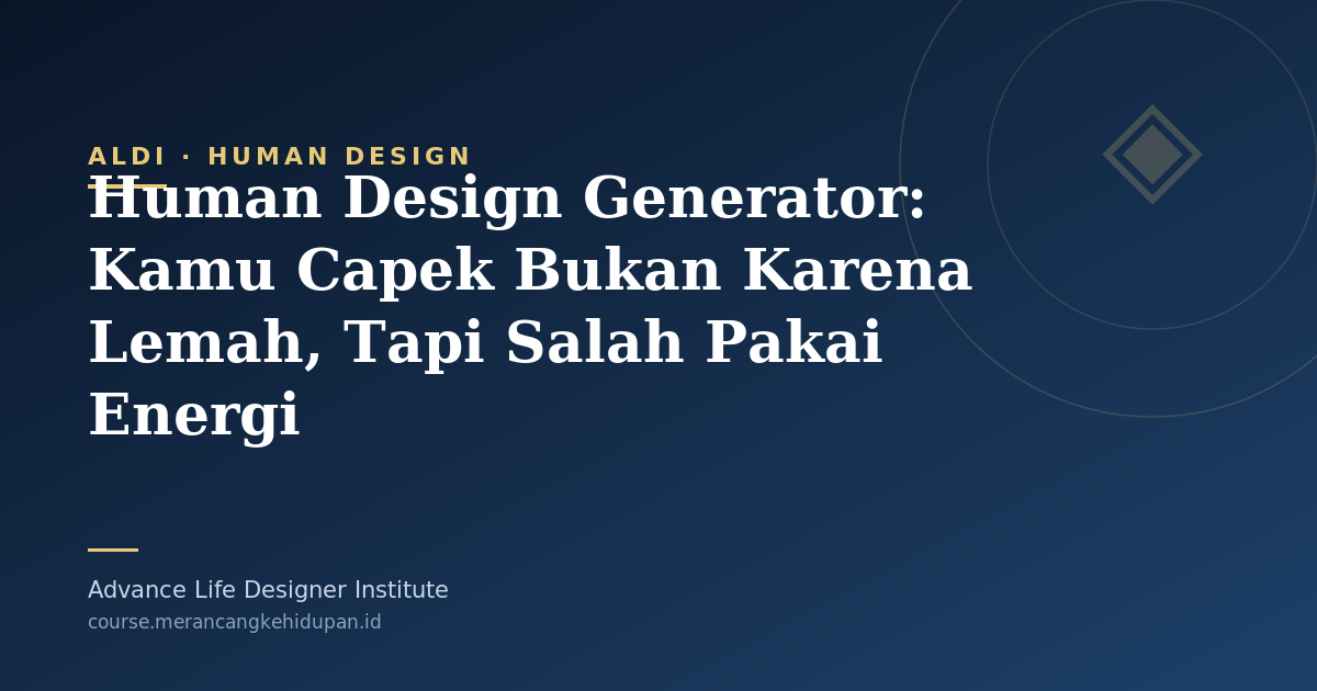 Human Design Generator: Kamu Capek Bukan Karena Lemah, Tapi Salah Pakai Energi - Cover Image