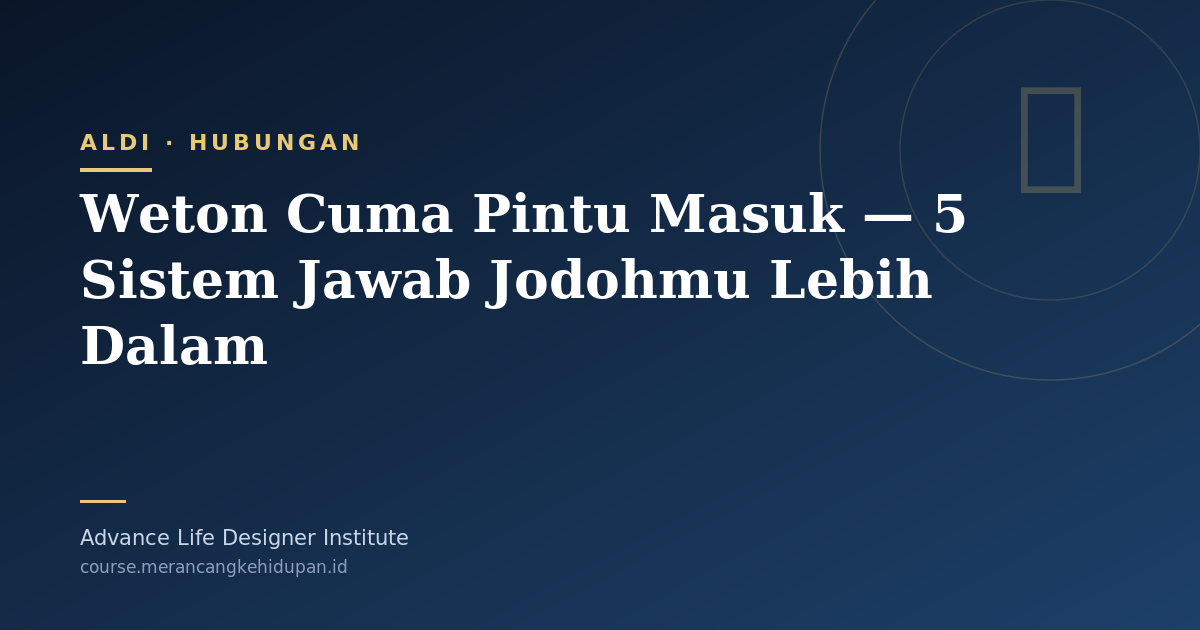 Weton Cuma Pintu Masuk — 5 Sistem Jawab Jodohmu Lebih Dalam - Cover Image
