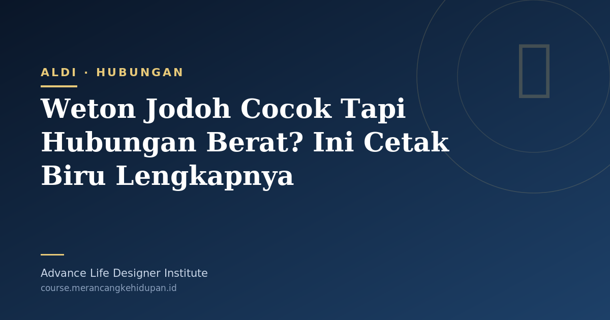 Weton Jodoh Cocok Tapi Hubungan Berat? Ini Cetak Biru Lengkapnya - Cover Image