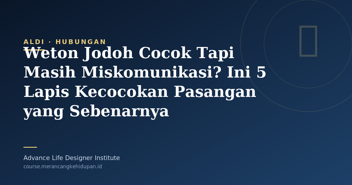 Weton Jodoh Cocok Tapi Masih Miskomunikasi? Ini 5 Lapis Kecocokan Pasangan yang Sebenarnya - Cover Image