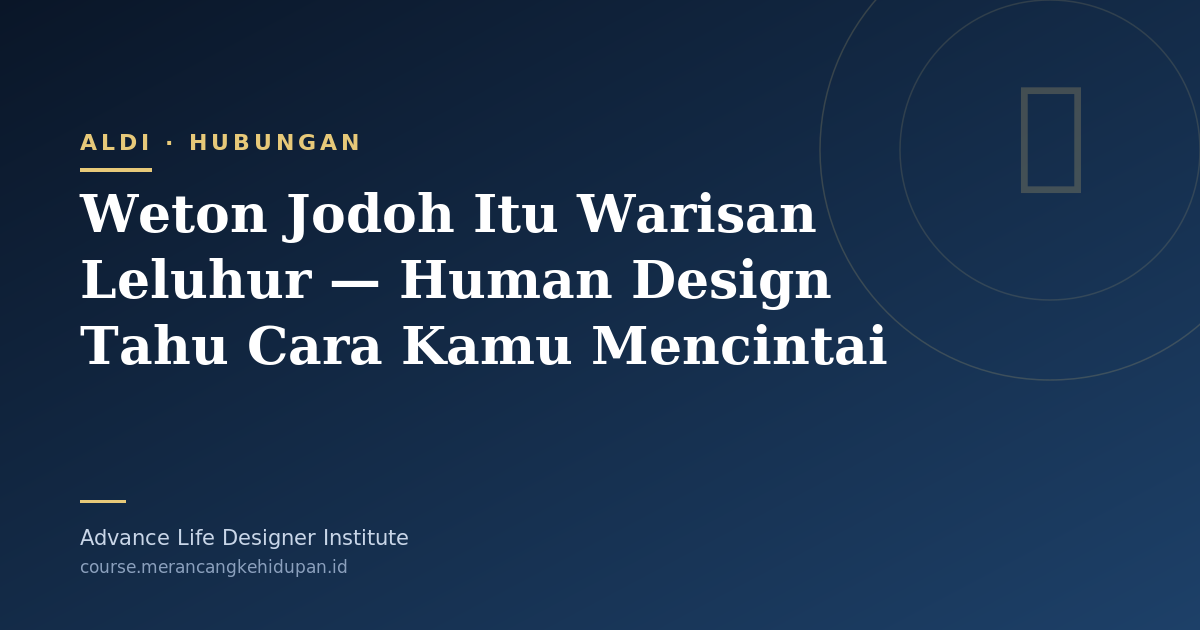 Weton Jodoh Itu Warisan Leluhur — Human Design Tahu Cara Kamu Mencintai - Cover Image